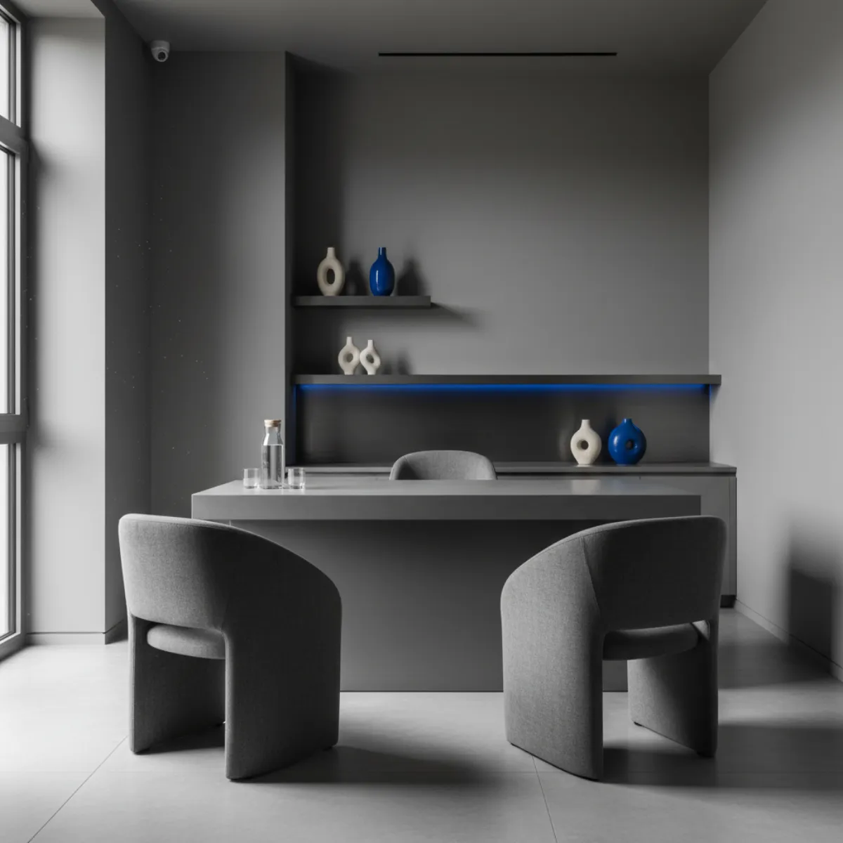 A modern minimalist longevity clinic consultation room